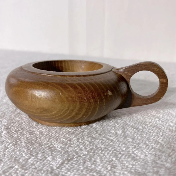Vintage Handmade Wooden Candle Holder With Handle - Picture 6 of 12